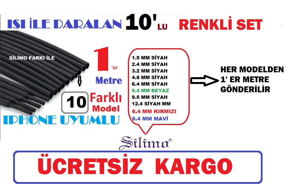 Daralan Makaron Iphone Şarj Kablo Ucu Koruyucusu10 Lu Renkli Set
